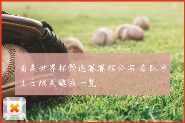南美世界杯预选赛赛程公布 各队冲击出线关键战一览